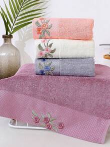 1/4 Pcs Set Peony Embroidery Design Hand Towel, Size: 34cm*74cm, Plush Soft, Ultra Absorbent, Quick Drying Towel, Staple Rayon, Knit Fabric, Bath Towel, Face Towel, Suitable For Home, Hotel, Bathroom, Spa, Swimming Pool Home Bathroom Decor Fall Decor Back To School For Beauty Salon Home Bathroom Shower Towels For Beaty Salon, Hotel Sports,Home Essentials, Towel, Skin Care