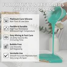Silicone Mold Making Kit - 20A Platinum Liquid Silicone Rubber For Mold Maker Jade Green Flexible & Food Safe Mix Ratio 1:1 For Casting 3D Resins Molds DIY Soap Candle Plaster Clay (5, Pounds) - 無色 - 查看 5