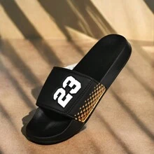 Men's Sports Slide Sandals, Thick EVA Sole, Lightweight Casual Indoor/Outdoor Slippers, Summer Outdoor, Beach And Leisure Flip Flops - Black - View 3