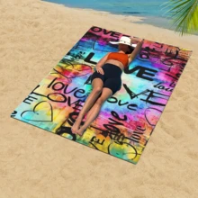 1pc Super Large New Microfiber Beach Towel, Highly Absorbent Swim/Bath Towel With Digital Printing, Colorfast, Suitable For Summer - Blue and White - View 5