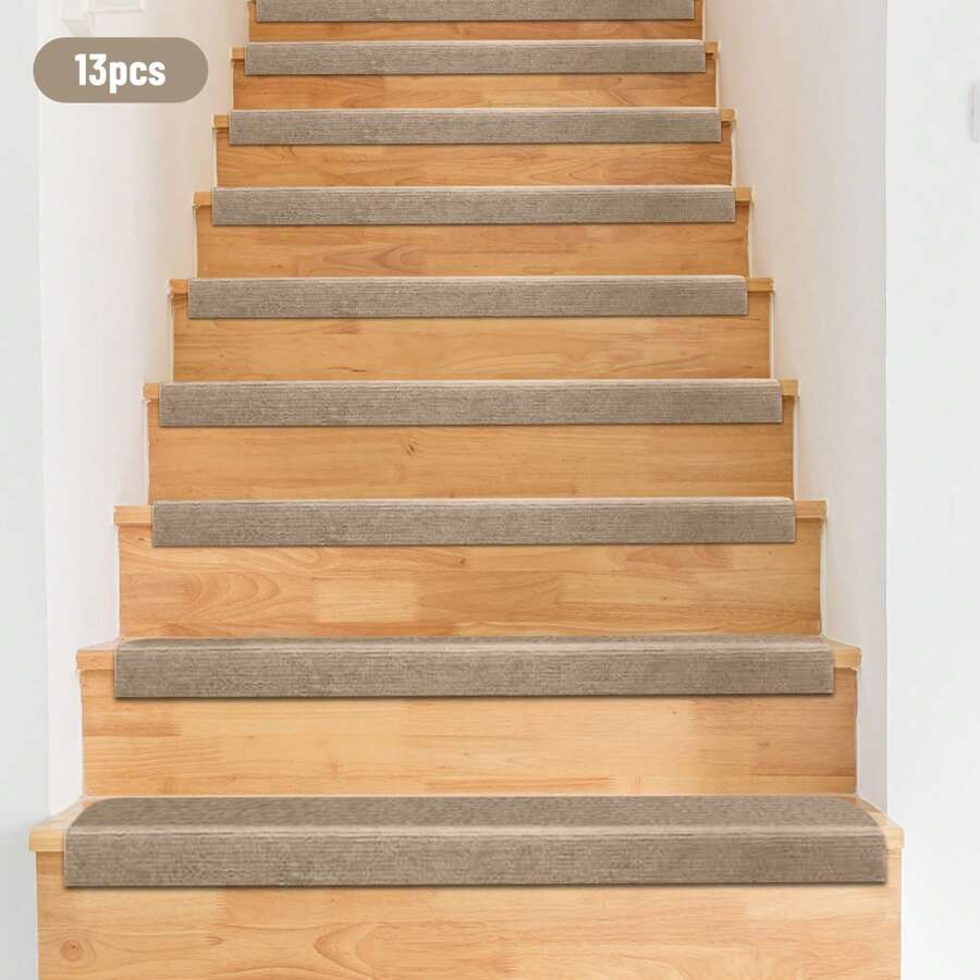 Non Slip Stair Treads For Wooden Steps Indoor, 13 Pack 22*9.45in Carpet Stair Treads For Wood Stairs, Machine Washable Stair Runners For Kids Elders And Pets, Grey - Màu be - Xem 1