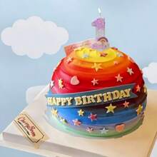 1pc Unicorn Theme Shiny Powder White Sequin Decor Gradient Cute Tricolor Rainbow Cloud, Symbolizing Romantic Happiness, Creative Handmade DIY Cake Topper Numbers 0-9 Happy Birthday Celebration, Interesting Glitter Birthday Candles Cake Decor