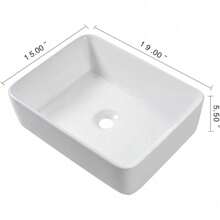 19"X15" Rectangle Vessel Bathroom Sink And Matte Black Single Lever Faucet Combo,Christmas,ModernMingle