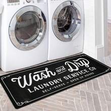 1pc 120*40CM/80*50CM American Style Letters Laundry Room Floor Mats Home Decoration Kitchen Dirt-Resistant Water-Absorbent Non-Slip Mats Easy To Clean - Black - View 10