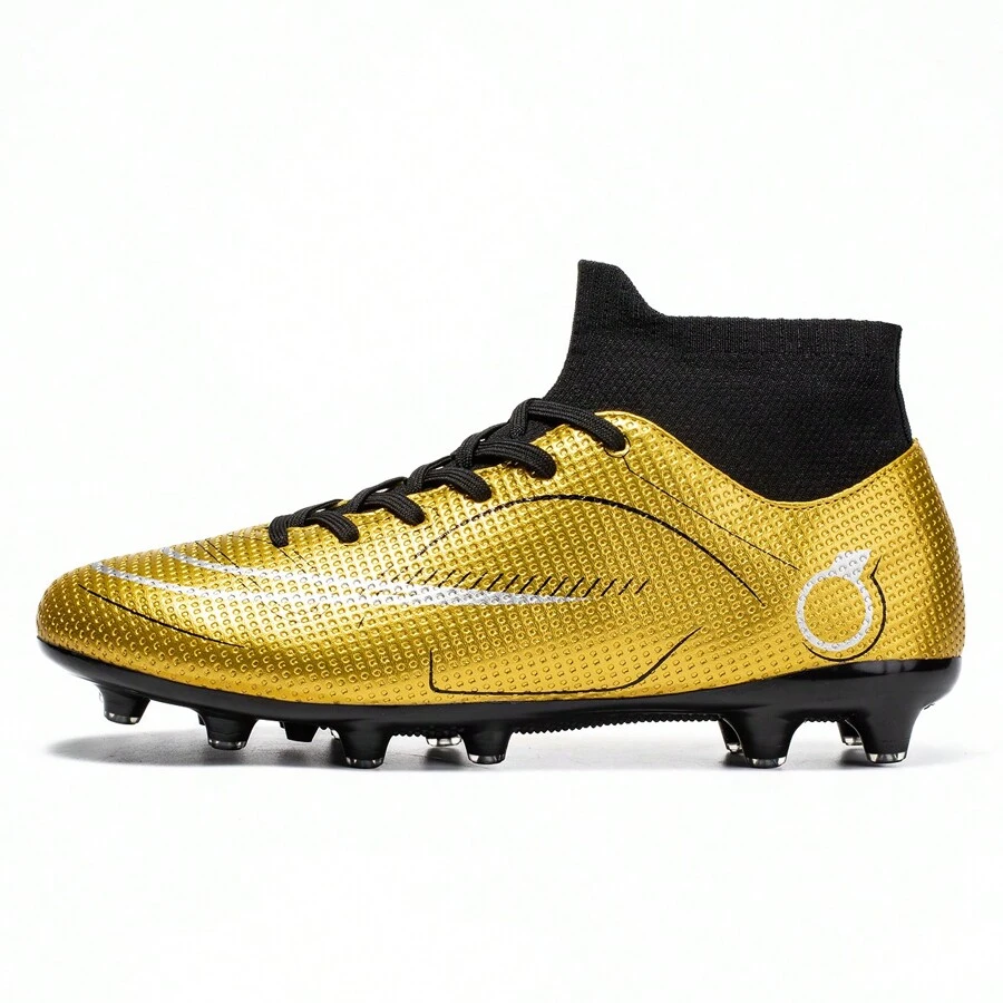 男士足球鞋室内透气防滑耐磨减震室内外平草AG长钉专业训练鞋男女通用 - 金色 - 查看 1