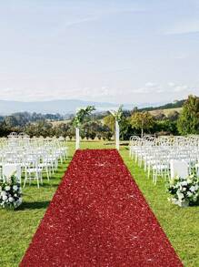 1Pc 75*300/75*500cm Red Sequin Aisle Runner Carpet,Wedding Birthday Ceremony Accessories Carpet Rug,For Event Party Wedding Commercial Decoration,Indoor And Outdoor Decor,Wedding Party Supplies,Home Decor