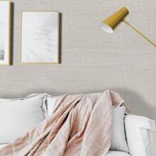 橱柜/台面的米色人造亚麻接触纸卷是可拆卸的，纹理壁纸是自粘的，乙烯基织物壁纸是防水的 - 彩色 - 查看 6