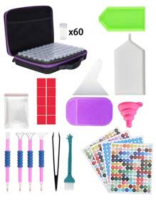 1 CONJUNTO Premium Diamond Painting Tool Container de armazenamento - Ferramentas e acessórios para joias, contas, anéis, pingentes, strass brilhantes, à prova de choque, slots 30/60/120, jarra protetora para organizar e armazenar pequenos acessórios