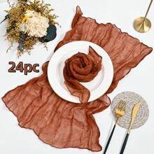 6/12/18/24/30pcs Set Balinese Sheer Coffee Color Napkins, 19.7 X 19.7 Inch Square Romantic Boho Style Transparent Napkins For Gift, Decoration, Vintage Bridal Shower, Birthday Party, Holiday Table Centerpiece (Multi-Color Options)