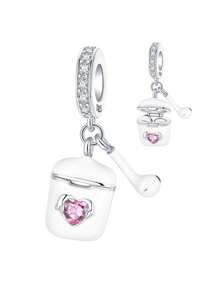 Silver Plated Charm Headphone Toothbrush Perfume Bear Cake Comb Cross Pink Series Chain Charm Pendant Ball Suitable For Bracelets DIY Women's Jewelry - Multicolor - View 18