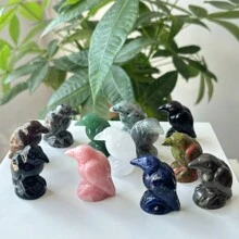 1pc 4cm Natural Crystal Raven Figurine, Crystal Carved Ornament, Raven Home Decor