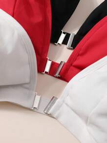 3pcs/Set Women's Front Closure Seamless Wire-Free Bras - Multicolor - View 5