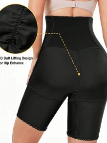 1pc Women Plus Size Fashionable Shaping Lift Up Pants With Zipper Waist Design, Convenient To Wear - Black - View 4