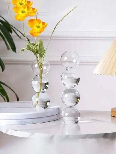1Pc Minimalist Style Bubble Glass Vase, Clear Hydroponic Plants, Tulip Floral Display, Living Room Decoration,Home Decor,Flower Vase,Centerpiece,Table Decor