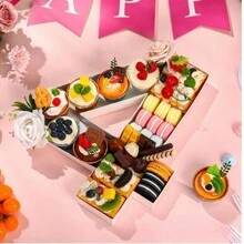 1pc 0-9 Number Design Photo Prop Tray, Not For Direct Food Contact, DIY Cooked Food Number Plate, Decorative Party Cardboard Number Box, Suitable For Elderly Birthday Fruit Cookies Dessert Plate, Cake Display Stand, Graduation Ceremony, 1st Birthday, Family Gathering, Bridal Shower, Atmosphere Decoration, Handmade