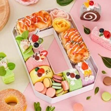 1pc 0-9 Number Design Photo Prop Tray, Not For Direct Food Contact, DIY Cooked Food Number Plate, Decorative Party Cardboard Number Box, Suitable For Elderly Birthday Fruit Cookies Dessert Plate, Cake Display Stand, Graduation Ceremony, 1st Birthday, Family Gathering, Bridal Shower, Atmosphere Decoration, Handmade