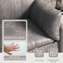 YODOLLA Loveseat Sofa - 68.5" Comfy Love Seat Couches For Living Room, Apartment Couch For Bedroom & Office, Easy 20-Minute Assembly Cloud Couch, Small Couches For Small Spaces - Gray-faux Leather - View 4