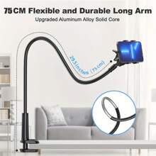 360 Grad flexibler Gooseneck Handyhalter, universeller Langarm-Klemmhalter für Geräte von 3,5 bis 6,7 Zoll, kompatibel mit iPhone 13 Pro, XS Max, XR, X, 8, 7, 6, 6s Plus