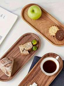 1pc Customized Wooden Tray - Elegant Design Perfect For Coffee Table Desserts, Cakes And Snacks | Ideal Choice For Restaurants And Kitchens,Delicate Romance,Chic Design - Wood Color - View 5