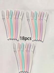 40pcs/18pcs/6pcs/3pcs Eyebrow Trimmer Razors, Stainless Steel Straight Handle Eyebrow Shavers Makeup Tool, Unisex Painless Hair Remover With Protective Cap, Ideal For Beginners To Avoid Injury On Face And Body, Precision Eyebrow Grooming Tool,Makeup,Cheap,Room Decor,Vanity,Travel,Bedroom,Makeup Accessories,Eyebrow Razor