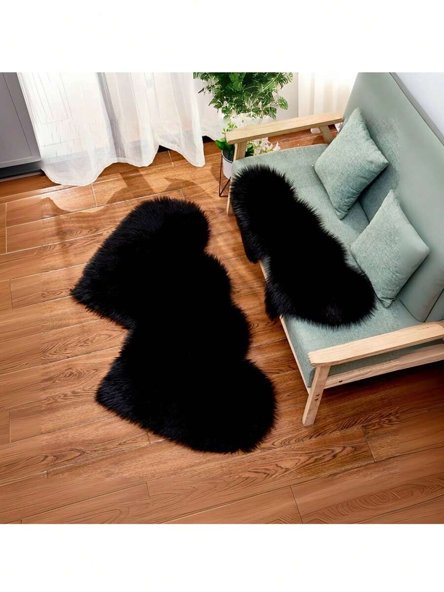 1 pieza Alfombra con forma de corazón de pelo alto y esponjoso, con pelo de 6 cm de largo, apta para sala de estar, comedor, dormitorio, habitación de adolescentes, guardería, disponible en múltiples colores y estilos