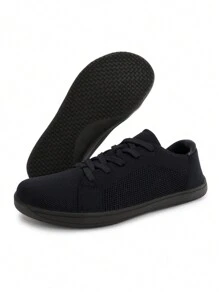 1 Pair Knit Upper Unisex Wide Toe Athletic Shoes, Road Running Shoes, Walking Shoes, Camping Shoes, Breathable Knit Fabric, Wide Toe Trail Running Shoes, Comfortable Lightweight Gym Non-Slip Low-Top Lace-Up Minimalist Barefoot Trainers