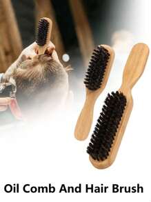 1/2pcs Soft Bristle Hair Brush,Brush For Men And Barbers, Medium And Firm Bristles For Thick Coarse Hair, Bamboo Shaped Pig Bristle Hair Brush, Men Beard Brush, Curl And Straight Hair Comb, Hair Cleaning Brush, Men's Hair Brush For Smoothing, Slick Back, Fades, Beards, Polish, & Lay Down Hair To Create A Sleek Hairstyle For Women & Men