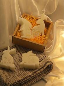 1 pieza Molde de silueta de conejo de Pascua, molde de decoración de vela hecha a mano con diseño de animal, para hacer velas perfumadas, yeso, manualidades de decoración del hogar, decoraciones DIY - Blanco - Ver 2