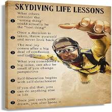 Skydiving Framed Canvas Motivational Wall Art Quotes Poster Inspirational Saying Gliding Wall Decor Vintage Skydive Life Lessons Encouraging Modern Painting Picture Framed - Black and White - View 2