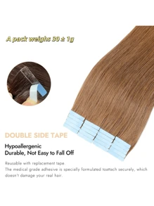 Seamless Tape In Hair Extensions Human Hair Straight Extensions Skin Weft Adhesive Glue On Salon Quality For Woman 20PCS/30g Halloween Costumes - S12/613 - View 10