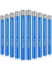 干式金刚石钻头套装 10 件 1/4 英寸 6 毫米小金刚石孔锯套件适用于花岗岩大理石瓷砖陶瓷石材玻璃硬质材料（不适用于木材）圆柄 - 藍色 - 查看 9