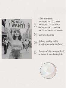 1PC I Do What I Want Wall Art, Vintage Woman Protest Canvas Wall Art , Black And White Print, Girl Power Art, Print, Retro Wall Decor,For Dorm,Apartment,Bedroom,Living Room,Modern Home Decoration Unframed