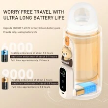 1pc Constant Temperature Milk Warmer, Bottle Warmer, Cup Warmer, Suitable For Home, Travel, Outdoor Camping, 38~50°C Temperature Adjustment, Easter Gift, Portable Universal Bottle Warmer, Large Capacity, Adjustable Base Height, Type C Charging, 20W Fast Heating, Comes With Shoulder Strap, Touch Screen