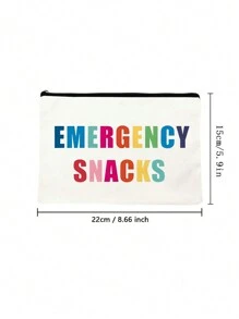 EMERGENCY SNACKS Print Snack Bag ,Travel Cosmetics Bag Zipper Makeup Bag Toiletry Bag, Pen Bag Storage Bag, Ideal For Travel, Cosmetics, Snack Storage Great Gift For Friends & Sisters