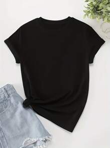 Effortlessly Chic Womens T-Shirt Versatile Solid Crew Neck - Perfect For Spring & Summer Days