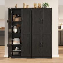 CuisinSmart 60"Tall Kitchen Pantry Cabinet With 2 Doors And Adjustable Shelves,Freestanding Pantry Cabinet Cupboard For Kitchen Living Room Dinning Room - Black - View 6