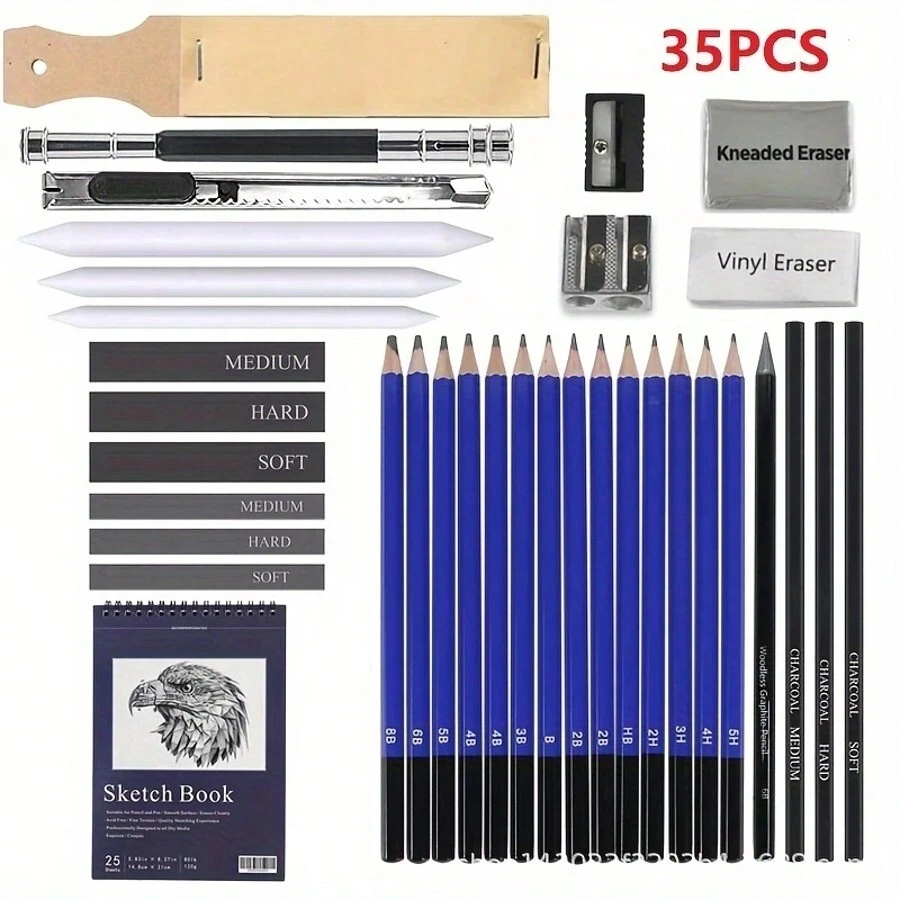 A Must Have For Artists! 35 Pencils Set, 35 Professional Drawing Pencils Set - Complete Drawing Kit For ArtistsPerfect New Year Gift!