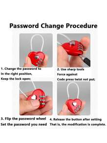 1 pièce Cadenas en fil d'acier en forme de cœur multicolore, mini cadenas de bagage de voyage, sac à dos, armoire de dortoir, tiroir, gym, petite boîte de rangement en fil d'acier en forme de cœur - Serrure d'amour multicolore - Voir 9