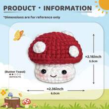 1pc Red Small Mushroom,Perfect For Beginners, Includes Step-By-Step Video Tutorial,Cute Woven Craft For Delicious Food And Gift-Giving Essentials(Accessories In Random Color)