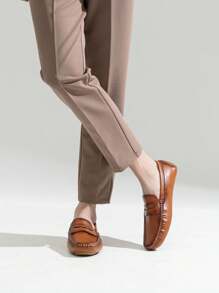 VOSTEY SHOESMORE Men's Loafers Slip On Shoes Black Loafers Driving Brown Loafers Casual Penny White Loafers For Men - BMY3002-拋光棕 - 查看 4