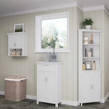 Somerset Two-Door Bathroom And Laundry Wall Mount Storage Medicine Cabinet With Open And Adjustable Shelf - White - White - View 8