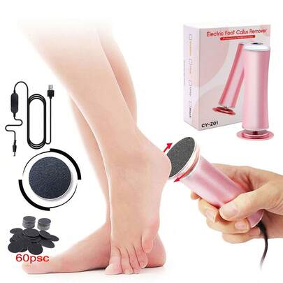Electric Foot File, Electric Callus Remover, Adjustable Speed Electric Pedicure Tool, Comes With 60 Replacement Sandpapers, Suitable For Men And Women To Remove Callus And Hard Skin On Foot