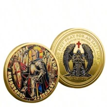 1pc狗头阿努比斯纪念币，古埃及死神守护者纪念章，金字塔币，英雄勇士纪念币，守护天使纪念章，骑士纪念合金币 - 彩色 - 查看 8