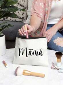 字母“Mama”印花拉链女士化妆包。送给妈妈的最佳礼物，伴娘化妆包，伴娘礼品包，带拉链的婚礼旅行洗衣包，伴娘包，婚礼新娘送礼会单身女孩求婚派对礼物 - 彩色 - 查看 8