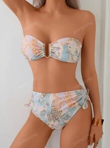 Nieuwe mode sexy bedrukte bandeau dames bikini set, voor zomer strandvakantie