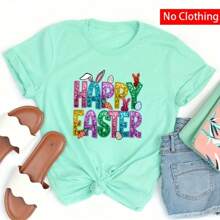 1 件/2 件/3 件复活节兔子熨烫转印贴纸，DIY 热压贴纸混合颜色，采用涤纶材料制成，适用于 T 恤、口罩、牛仔裤、背包、帽子、枕头 - 个性化、可洗服装装饰 - 彩色 - 查看 5