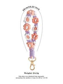 1pc Handmade Woven Floral Phone Lanyard & Key Chain Charm
