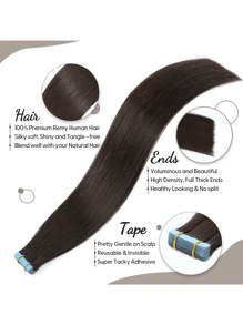 Seamless Tape In Hair Extensions Human Hair Straight Extensions Skin Weft Adhesive Glue On Salon Quality For Woman 20PCS/30g Halloween Costumes - S1B - View 5