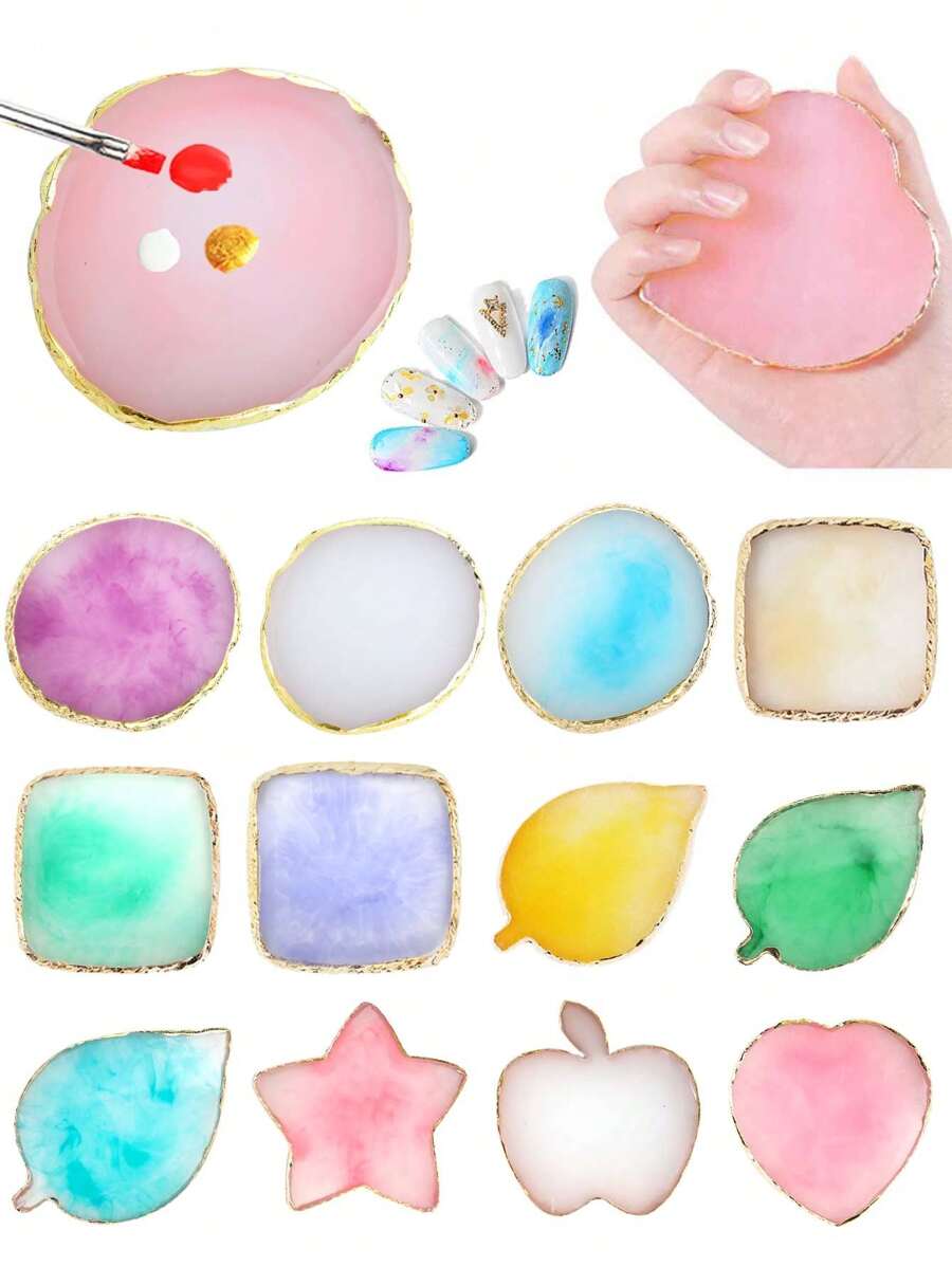 1 Bộ Bảng Pha Màu Sơn Móng Tay Hình Sao, Tròn, Vuông, Lá, Trái Tim, Táo, Sơn Gel UV, Giá Trưng Bày Móng Giả, Phụ Kiện Làm Móng, Dụng Cụ Làm Móng, Đồ Dùng Học Tập