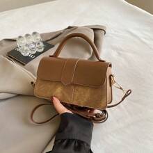 Bolso de Hombro de Cuero para Mujeres - Bolsos de Hombro de Moda Bolso Cuadrado Vintage (Negro) - Marrón - Ver 1